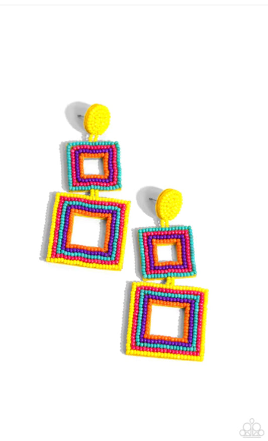 Seize the Squares - Multi ♥ Post Earrings
